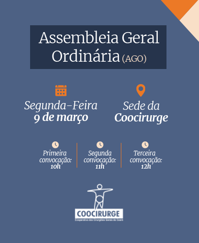 ASSEMBLEIA GERAL ORDINÁRIA 2026 DA COOCIRURGE SERÁ REALIZADA EM 09 DE MARÇO